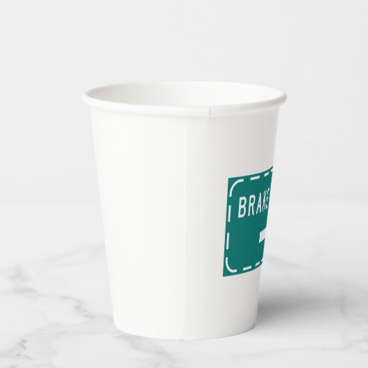 Remcontrole verkeersbord met pijl papieren bekers (Rechts)