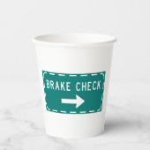 Remcontrole verkeersbord met pijl papieren bekers (Voorkant)