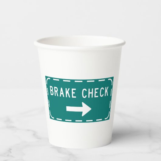 Remcontrole verkeersbord met pijl papieren bekers (Voorkant)