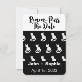 Remem-Purr Grappige Moderne Zwart en Wit Kat Opsla Save The Date