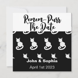 Remem-Purr Grappige Moderne Zwarte en Witte Kat QR Save The Date