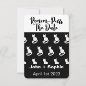 Remem-Spint Funny Modern Black en White Cat Save Save The Date (Voorkant)