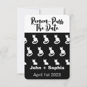 Remem-Spint Funny Modern Black en White Cat Save Save The Date