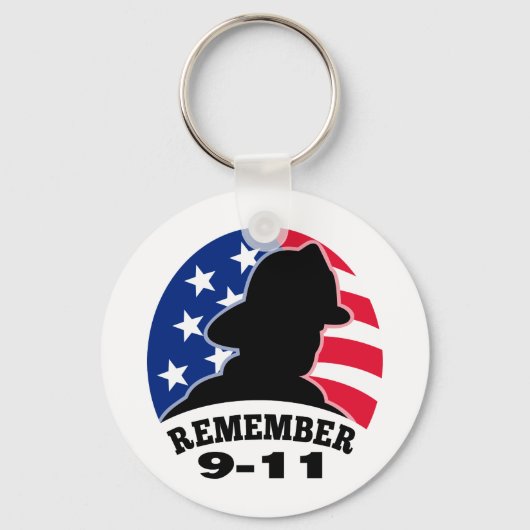 Remember 9-11 fireman firefighter american flag sleutelhanger (Voorkant)