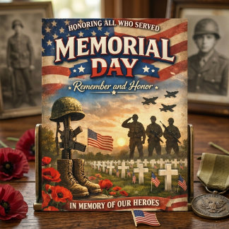 Remember Honor Vintage Patriotic Memorial Day USA Feestdagenkaart