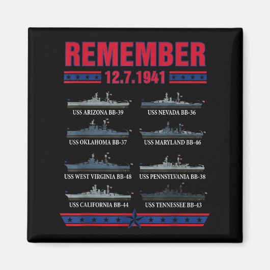 Remember pearl harbor memorial day december 7th magneet (Voorkant)