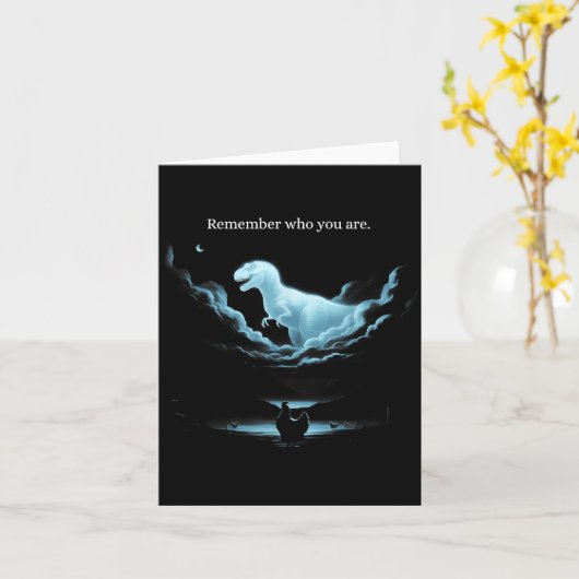 Remember Who Are You Dinosaur Chicken Meme Evoluti Kaart (Gele Bloem)