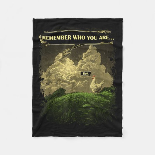 Remember Who You Are Funny Chicken Dinosaur Evolut Fleece Deken (Voorkant)