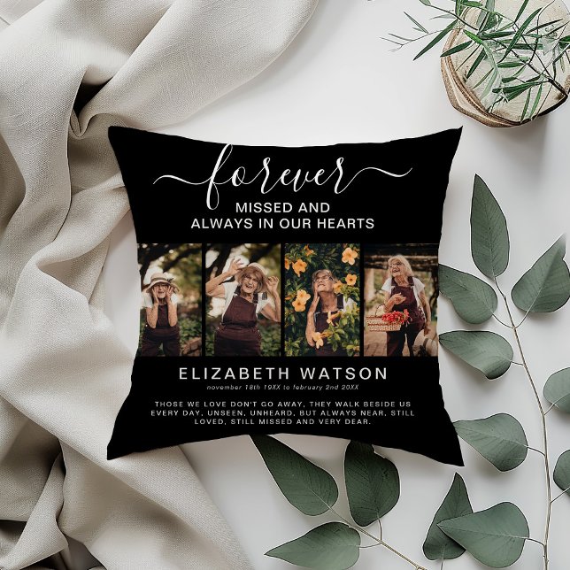 Remembrance 4 Fotocollage voor altijd in ons hart Kussen (Creator heeft geüpload)