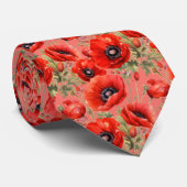 Remembrance Day Red Poppies Poppy Floral Stropdas (Opgerold)