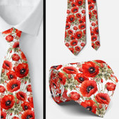 Remembrance Day Red Poppies Poppy Floral Stropdas