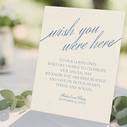 Remembrance Dusty Blue In Loving Memory Wedding Reclamebord Met Voetstuk
