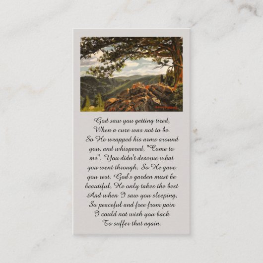 Remembrance Green Orange Blue Sympathy Card Visitekaartje (Voorkant)