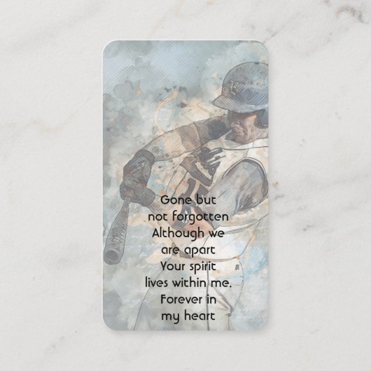 Remembrance Memorial Memory Card Baseball Sport Visitekaartje (Achterkant)