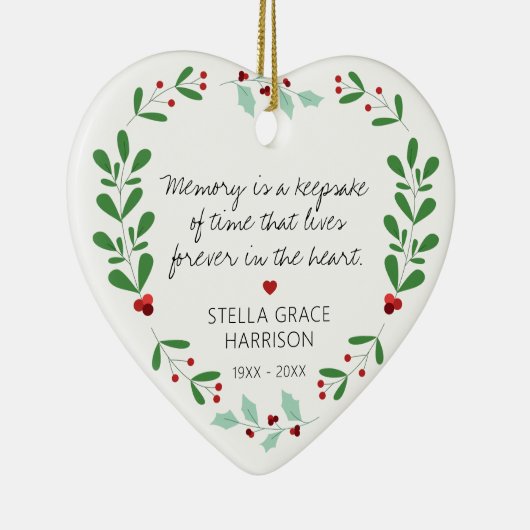 Remembrance Memory Is A Keepsake Greenery Phot Keramisch Ornament (Rechts)