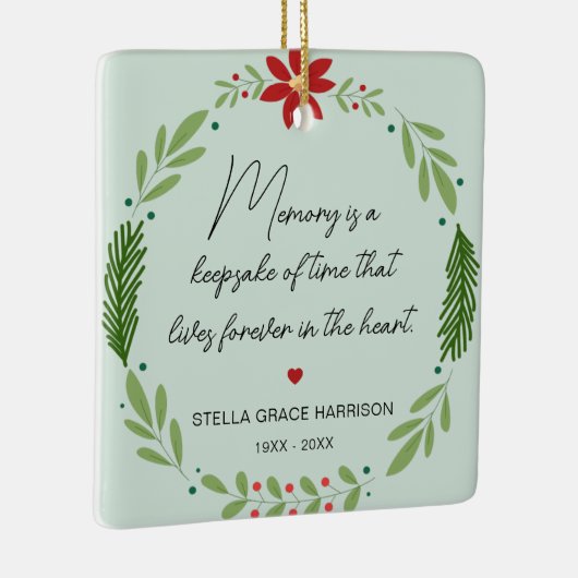 Remembrance Memory is een aandenken groene foto Keramisch Ornament (Rechts)