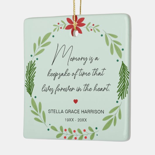 Remembrance Memory is een aandenken groene foto Keramisch Ornament (Links)