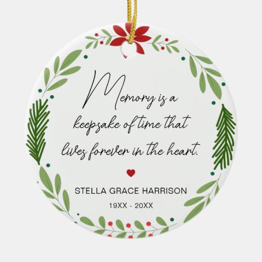 Remembrance Memory is een aandenken groene foto Keramisch Ornament (Voorkant)