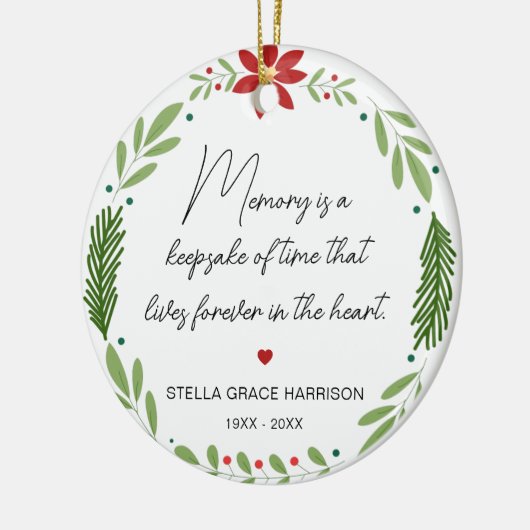 Remembrance Memory is een aandenken groene foto Keramisch Ornament (Links)