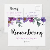 Remembrance Pet hield van een bloem Aankondigingskaart (Voorkant / Achterkant)