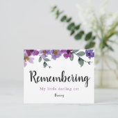 Remembrance Pet hield van een bloem Aankondigingskaart (Staand voorkant)
