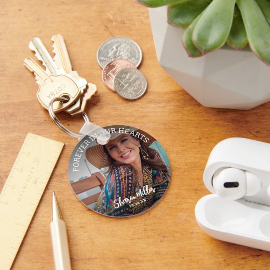 Remembrance Photo 'Forever In Our Hearts'  Sleutelhanger (Bureau)