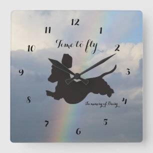 Remembrance Rainbow Dachshund Wall Clock Vierkante Klok