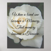 Remembrance sign, Missing you, white rose Poster (Voorkant)