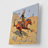 Remington: De Cowboy, Amerikaanse cowboy kunst Vierkante Klok (Hoek)