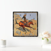 Remington: De Cowboy, Amerikaanse cowboy kunst Vierkante Klok (Huis)