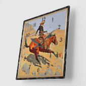 Remington: De Cowboy, Amerikaanse cowboy kunst Vierkante Klok (Hoek)