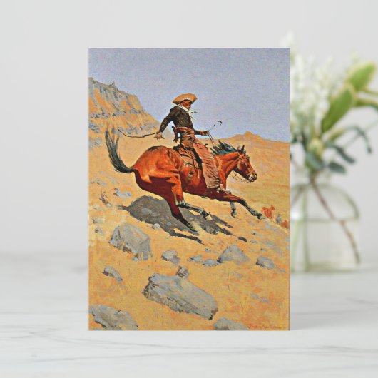 Remington - De Cowboy, beroemd schilderij Feestdagenkaart (Staand voorkant)
