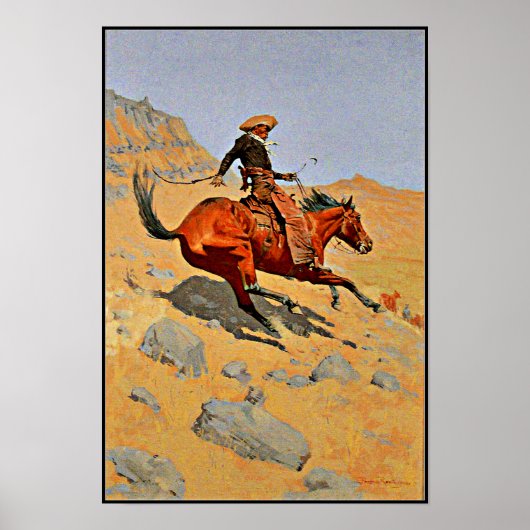Remington - De Cowboy, beroemd schilderij Poster (Voorkant)