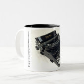 Remington draagbare schrijfmachine zonder geluidsh tweekleurige koffiemok (Voorkant links)