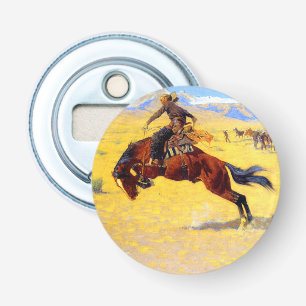 Remington Old West Horse and Cowboy Button Flesopener