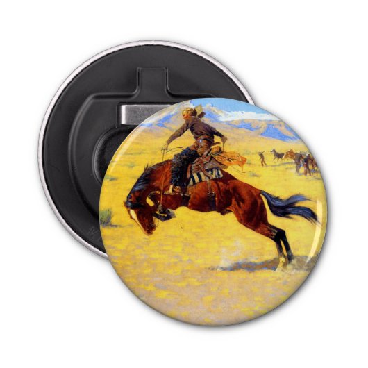 Remington Old West Horse and Cowboy Button Flesopener (Voorkant)