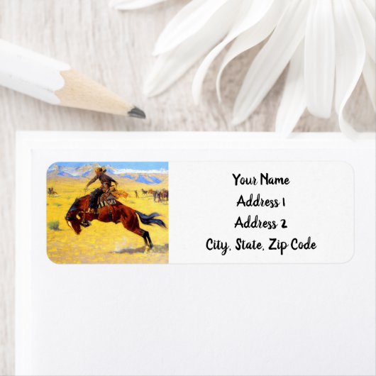 Remington Old West Horse and Cowboy Etiket (Insitu)