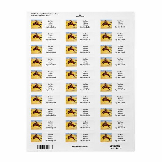 Remington Old West Horse and Cowboy Etiket (Full Sheet)