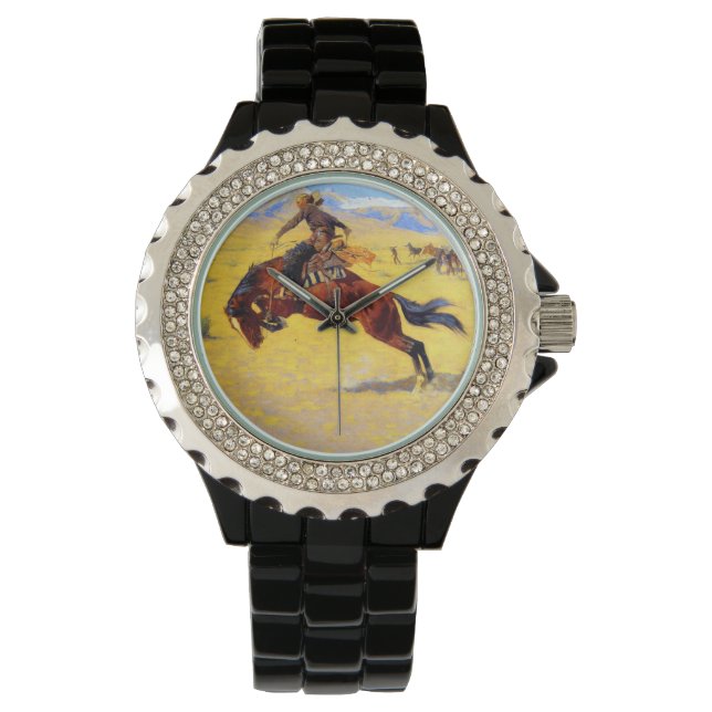 Remington Old West Horse and Cowboy Horloge (Voorkant)