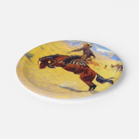 Remington Old West Horse and Cowboy Papieren Bordje (Gekanteld)