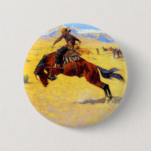 Remington Old West Horse and Cowboy Ronde Button 5,7 Cm