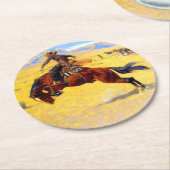 Remington Old West Horse and Cowboy Ronde Kartonnen Onderzetter (Gebogen)