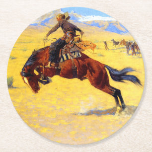 Remington Old West Horse and Cowboy Ronde Kartonnen Onderzetter