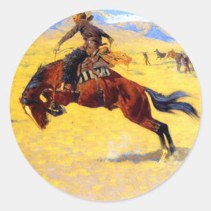 Remington Old West Horse and Cowboy Ronde Sticker