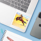 Remington Old West Horse and Cowboy Sticker (Laptop met iPhone)
