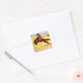 Remington Old West Horse and Cowboy Vierkante Sticker (Envelop)