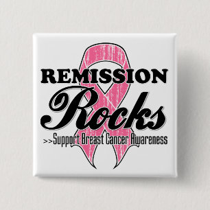 Remissie Rocks - Borstkanker - Bewustheid Vierkante Button 5,1 Cm