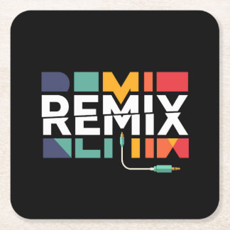 Remix Audio | DJ Muziek Retro Geometrische Grafiek Kartonnen Onderzetters
