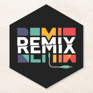 Remix Audio   DJ Muziek Retro Geometrische Grafiek Kartonnen Onderzetters