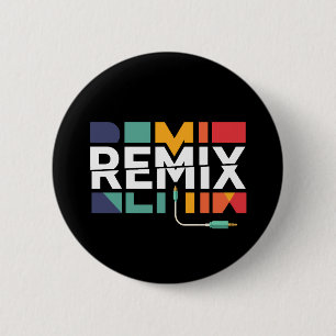 Remix Audio   DJ Muziek Retro Geometrische Grafiek Ronde Button 5,7 Cm